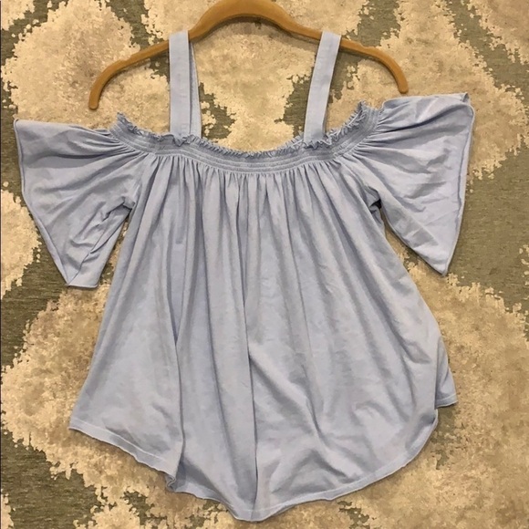 Free People Darling Off-the-Shoulder Blue Top XS - Picture 3 of 7